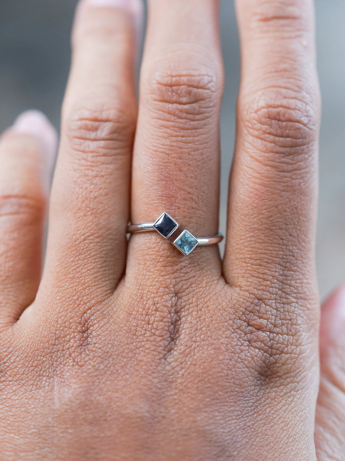 Open Square Sapphire Ring