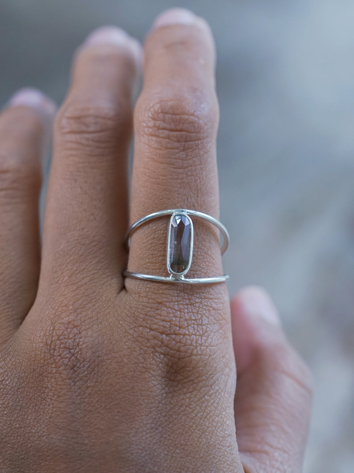 Double Band Watermelon Tourmaline Ring - Size 9 in US