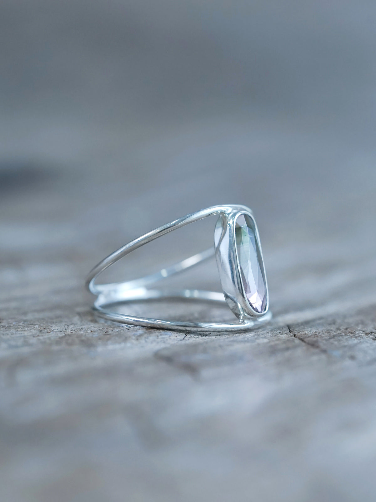 Double Band Watermelon Tourmaline Ring - available in US size 9 | Recycled sterling silver