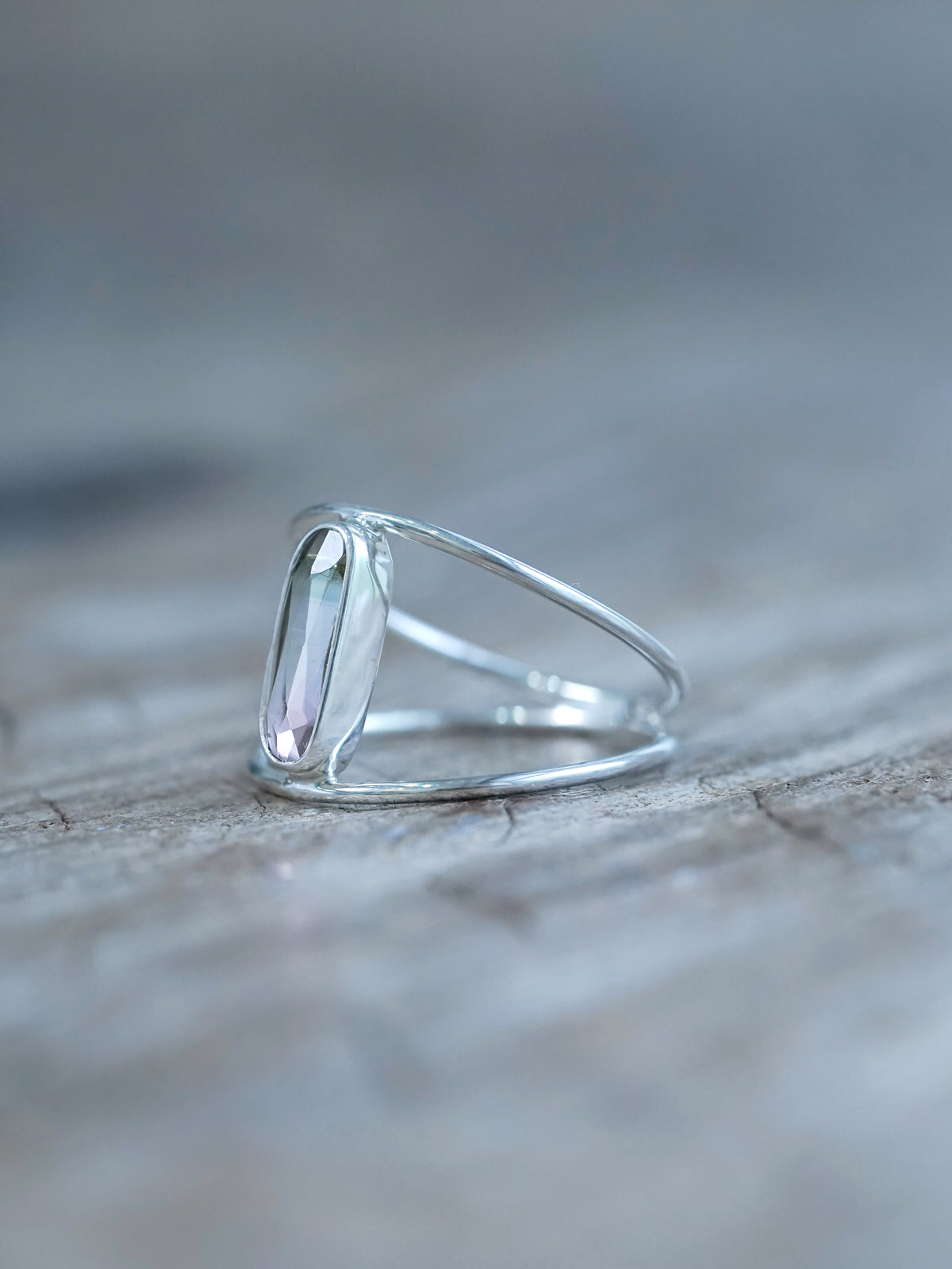 Double Band Watermelon Tourmaline Ring - available in US size 9 in Recycled sterling silver