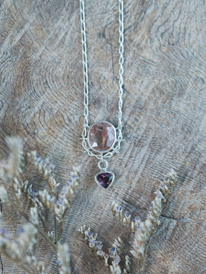 Double Sapphire Embrace Necklace in Recycled Sterling Silver