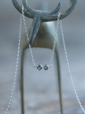 Double Sapphire Necklace with dainty chain