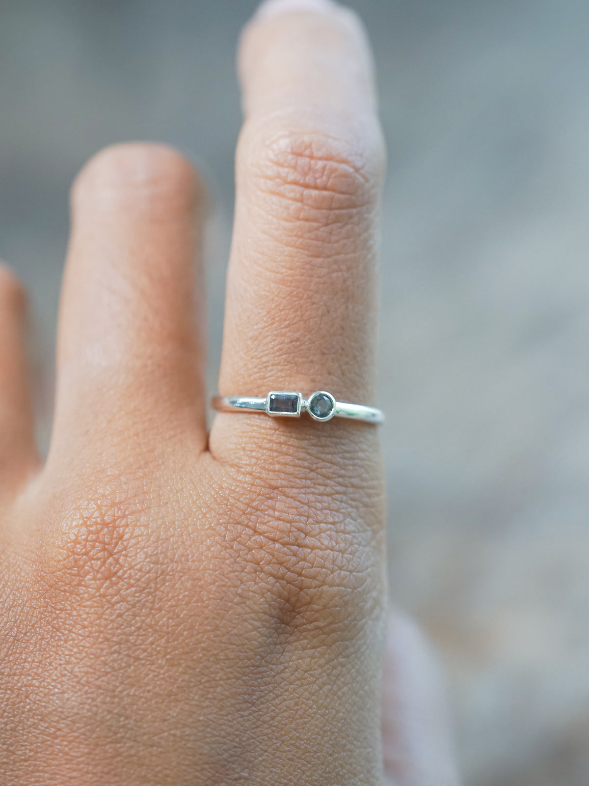 Double Sapphire Ring in Recycled Sterling Silver