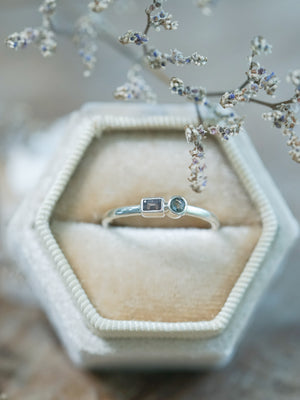 Double Sapphire Ring in Sterling Silver