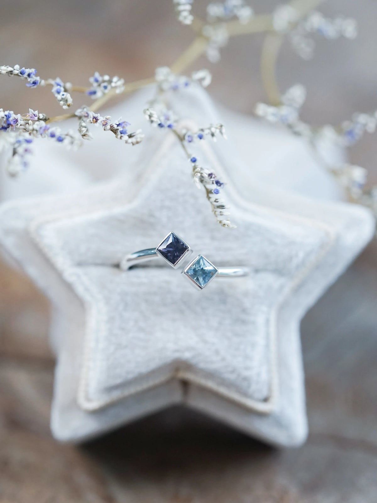 Double Square Sapphire Ring in Silver