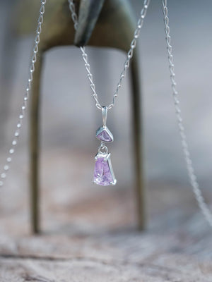 Double Violet Sapphire Pendant in Silver