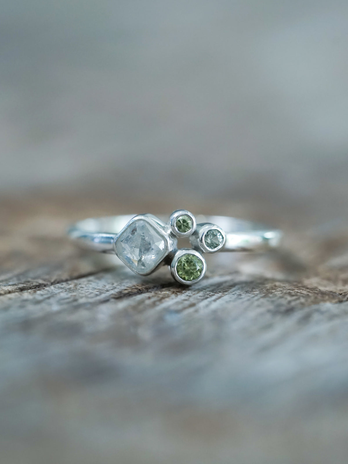 Diamond and Peridot Ring - Gardens of the Sun | Ethical Jewelry