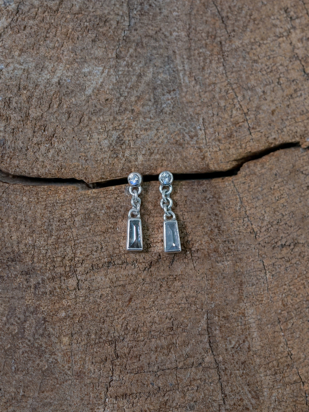 Labradorite and Salt & Pepper Diamond Earrings - Ethical Jewelry | Gardens of the Sun