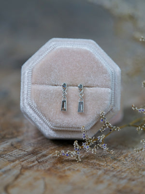 Labradorite and Salt & Pepper Diamond Earrings - Ethical Jewelry | Gardens of the Sun