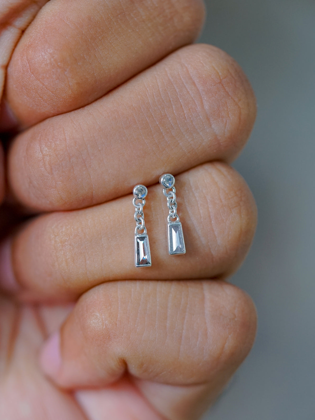 Labradorite and Salt & Pepper Diamond Earrings - Ethical Jewelry | Gardens of the Sun