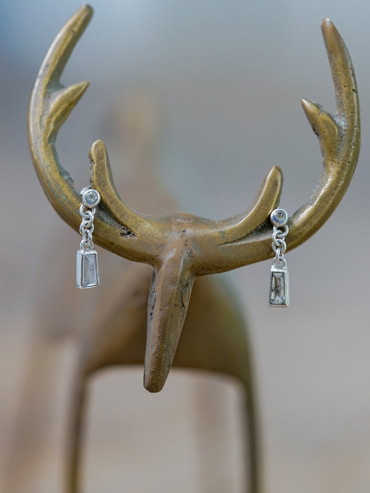 Labradorite and Salt & Pepper Diamond Earrings - Ethical Jewelry | Gardens of the Sun