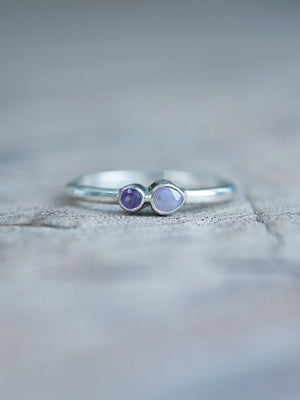 Eco friendly Pink Sapphire and Amethyst Ring