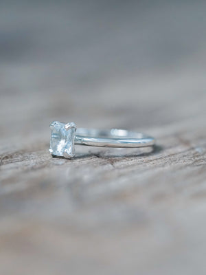 Emerald Cut Aquamarine Ring - size 6