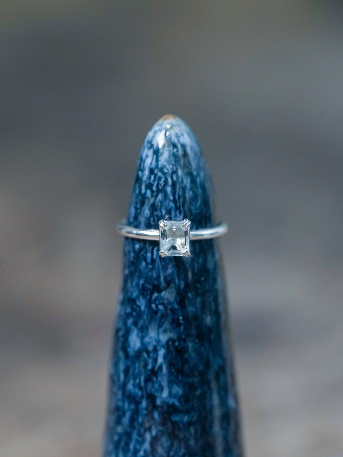 Emerald Cut Aquamarine Ring - size 6