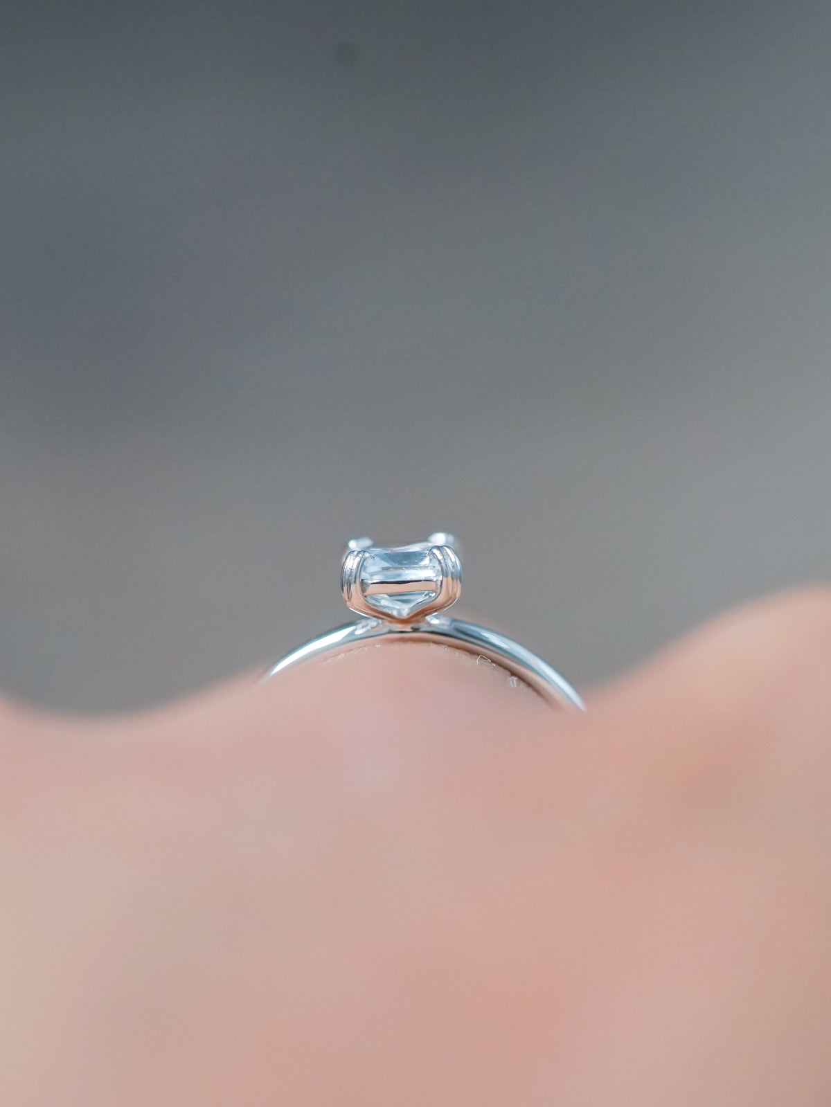 Emerald Cut Aquamarine Ring - size 6