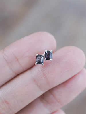 Emerald Cut Purple Spinel Earrings - Gardens of the Sun | Ethical Jewelry