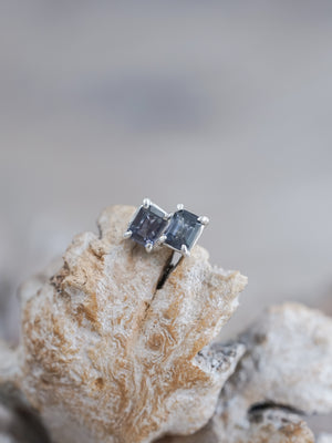 Emerald Cut Purple Spinel Earrings - Gardens of the Sun | Ethical Jewelry