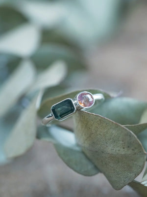 Teal and Pink Sapphire Ring