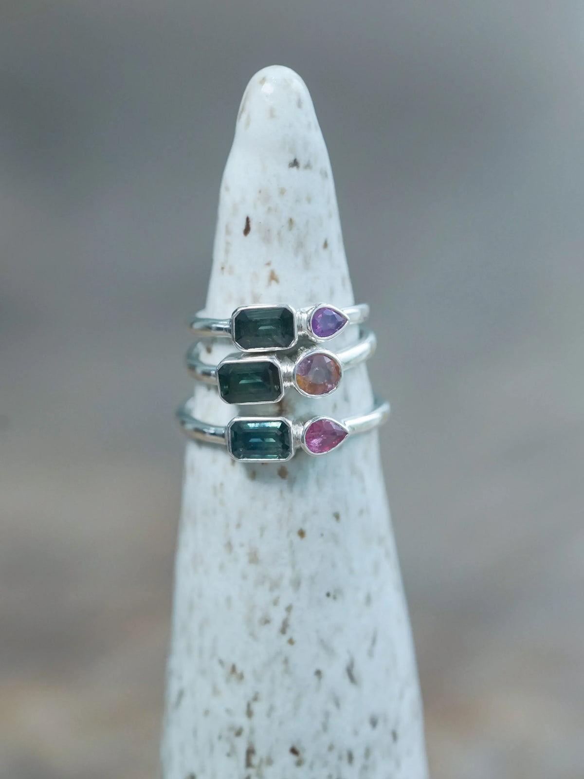 Emerald Cut Sapphire Ring in Silver