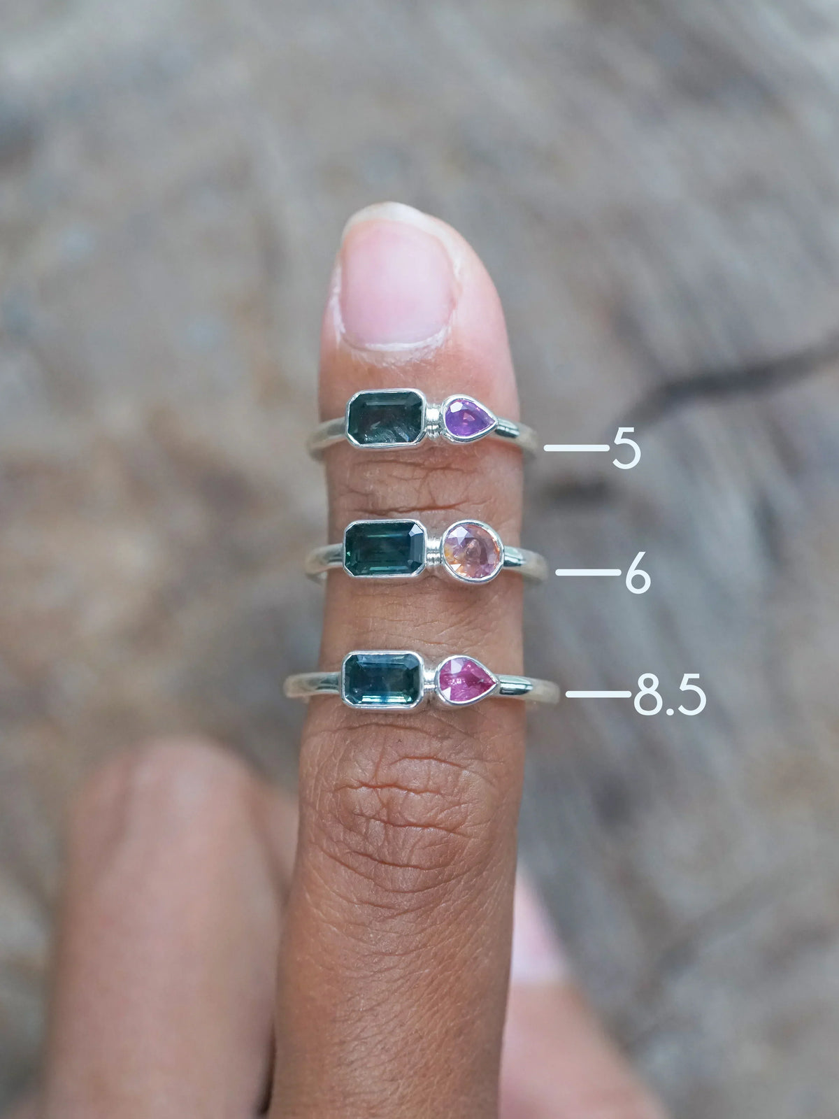 Teal and Pink Sapphire Ring