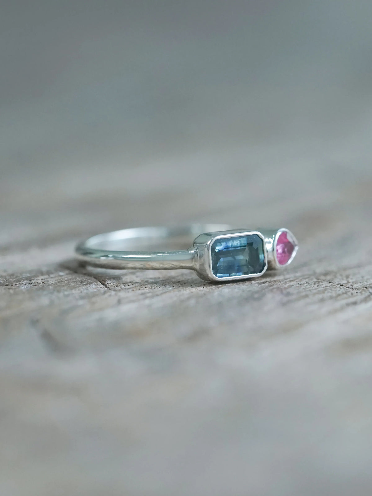 Teal and Pink Sapphire Ring