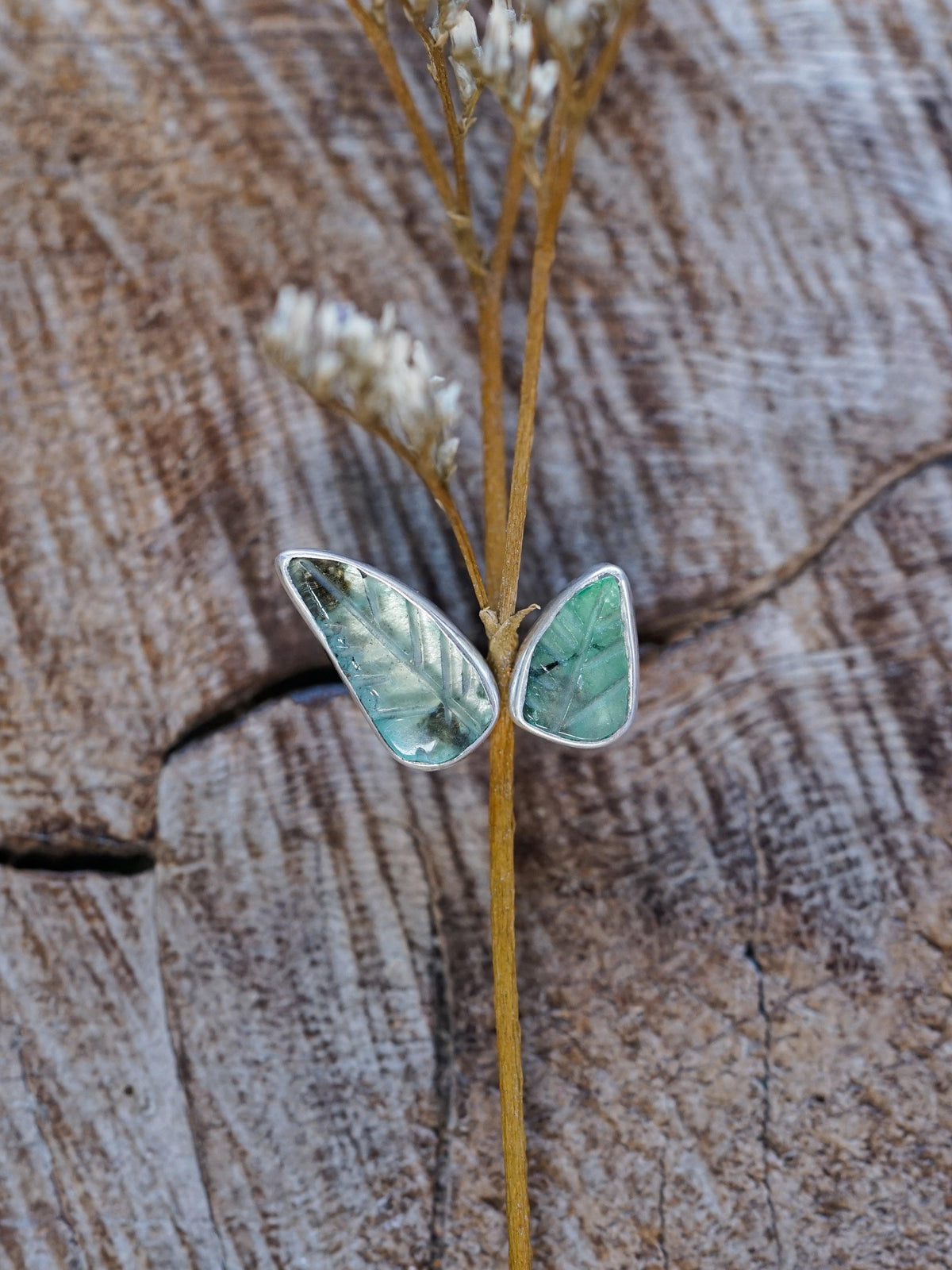 Emerald Leaf Earrings - Gardens of the Sun | Ethical Jewelry