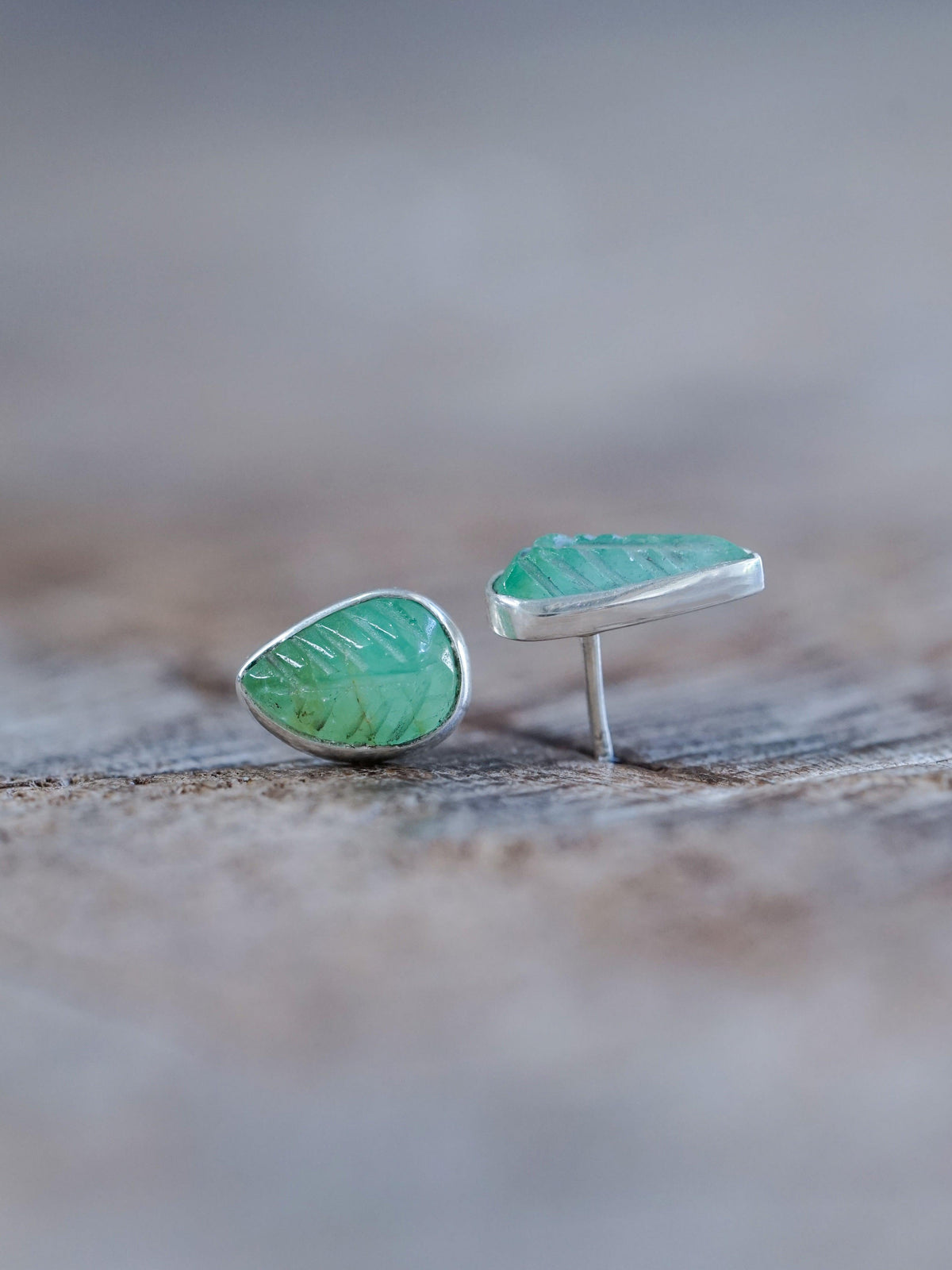 Emerald Leaf Earrings - Gardens of the Sun | Ethical Jewelry