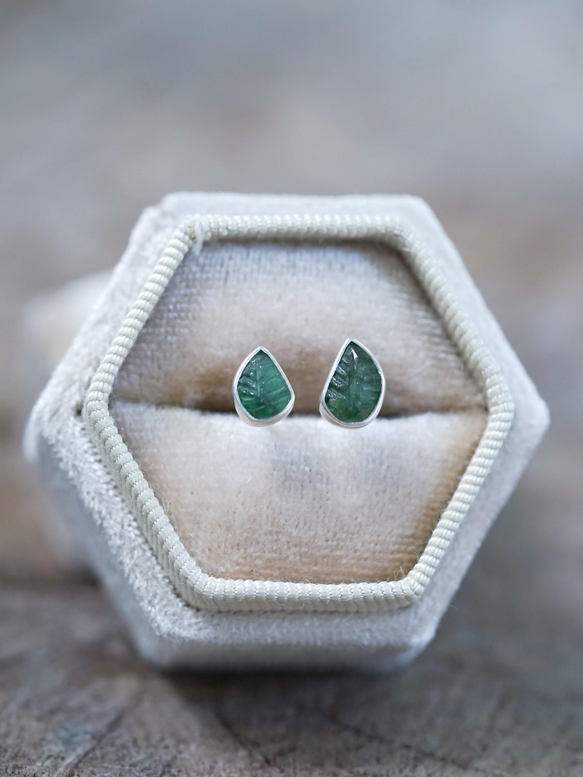 Emerald Leaf Earrings - Gardens of the Sun | Ethical Jewelry