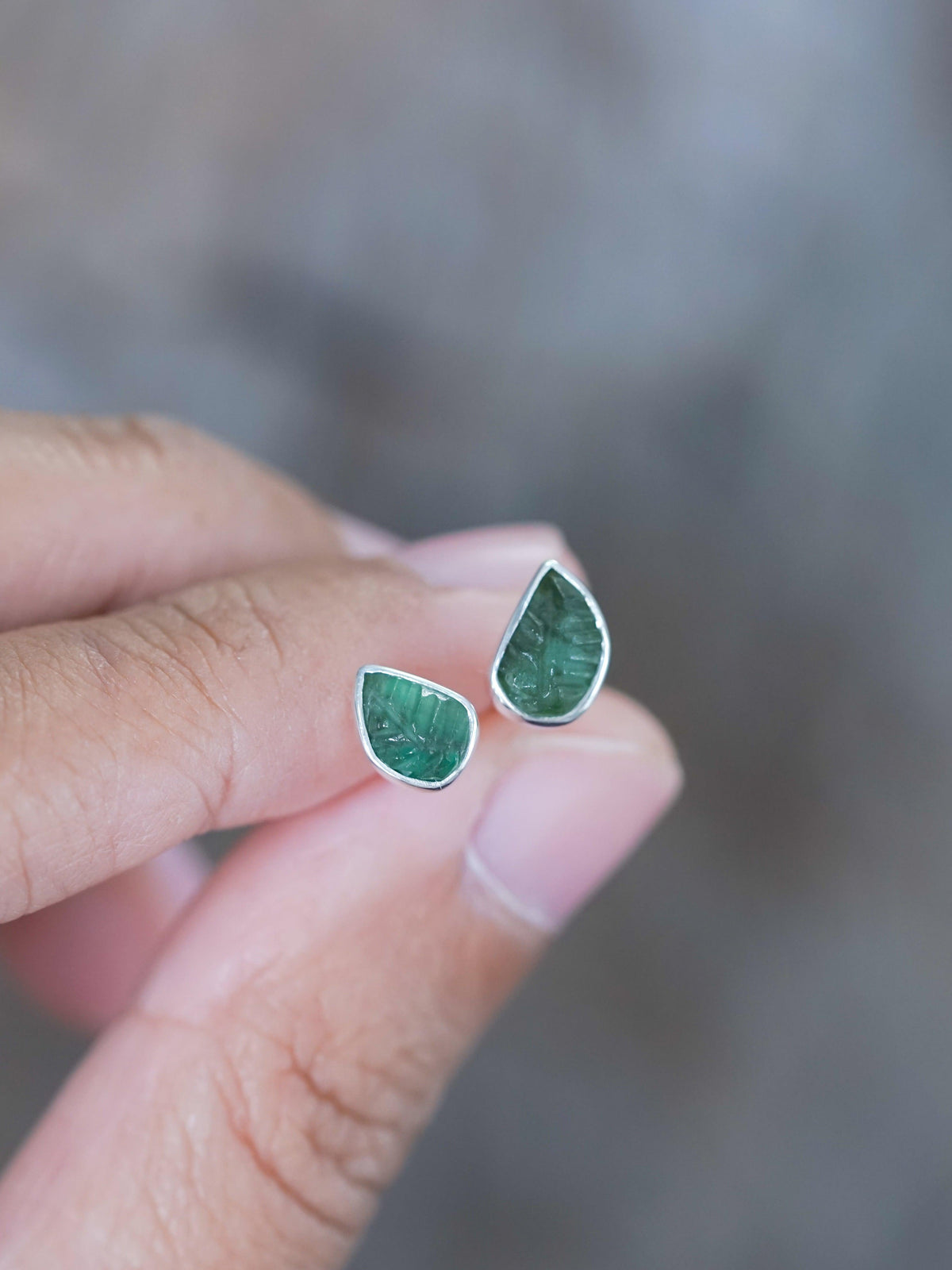 Emerald Leaf Earrings - Gardens of the Sun | Ethical Jewelry