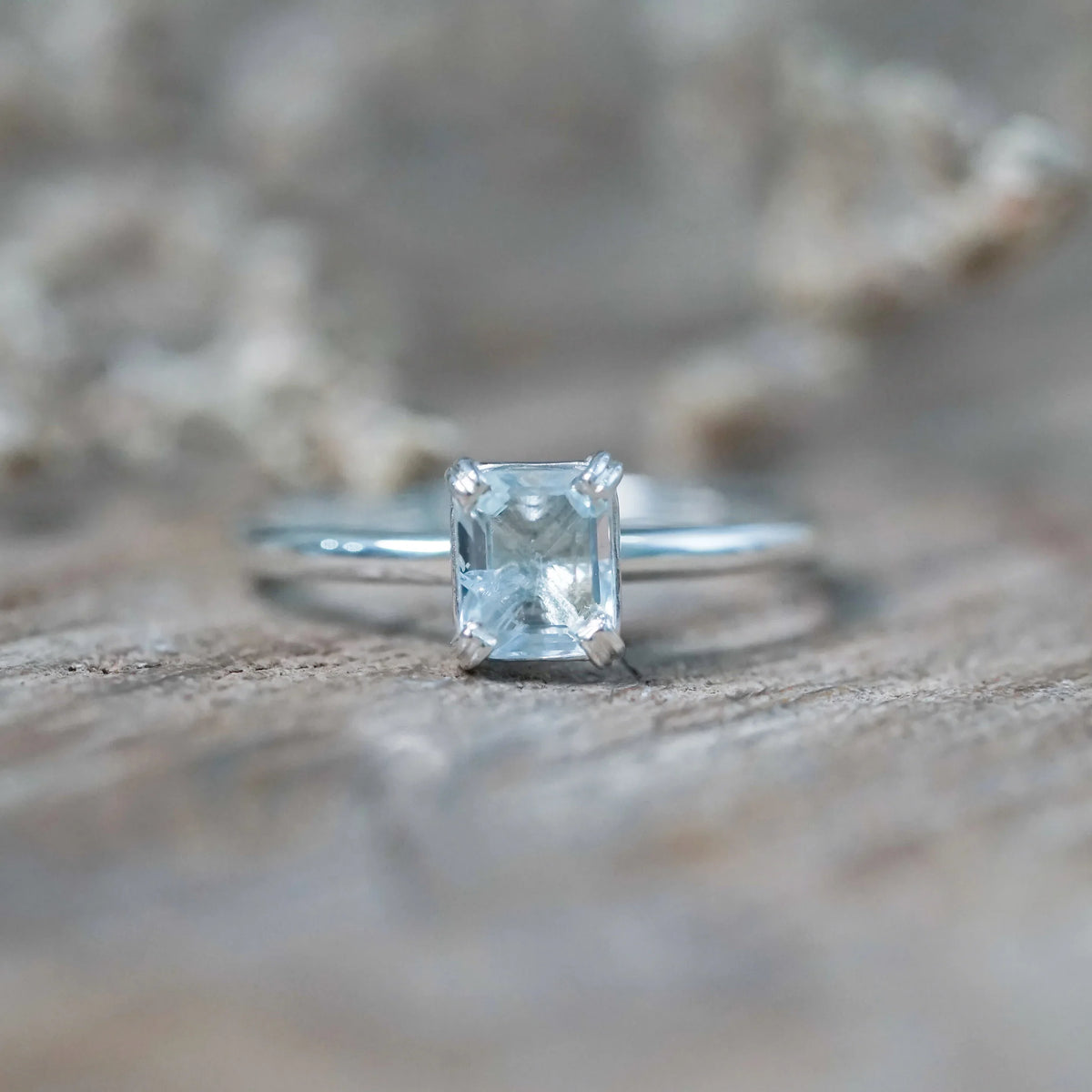 Emerald Cut Aquamarine Ring
