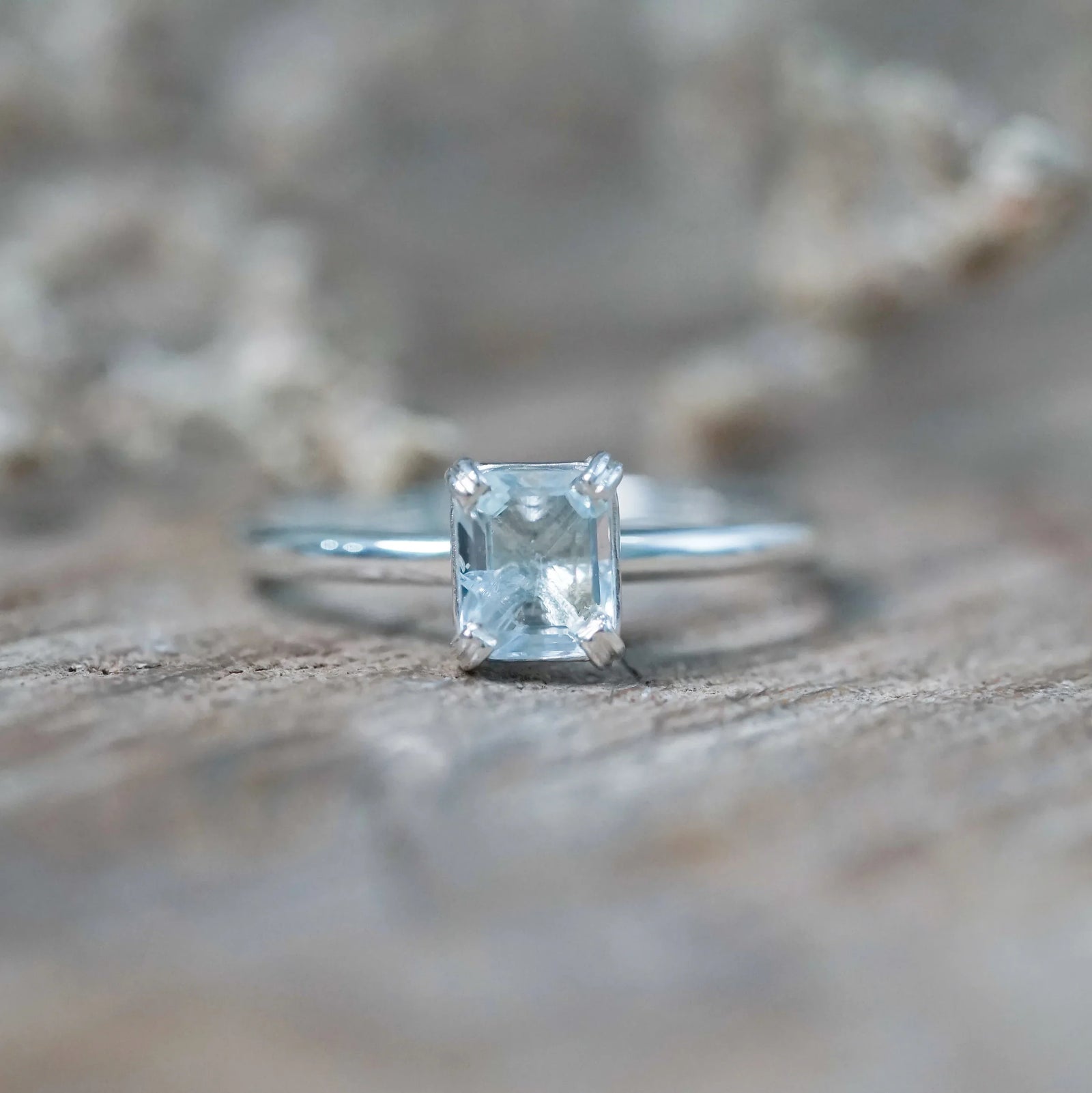 Emerald Cut Aquamarine Ring
