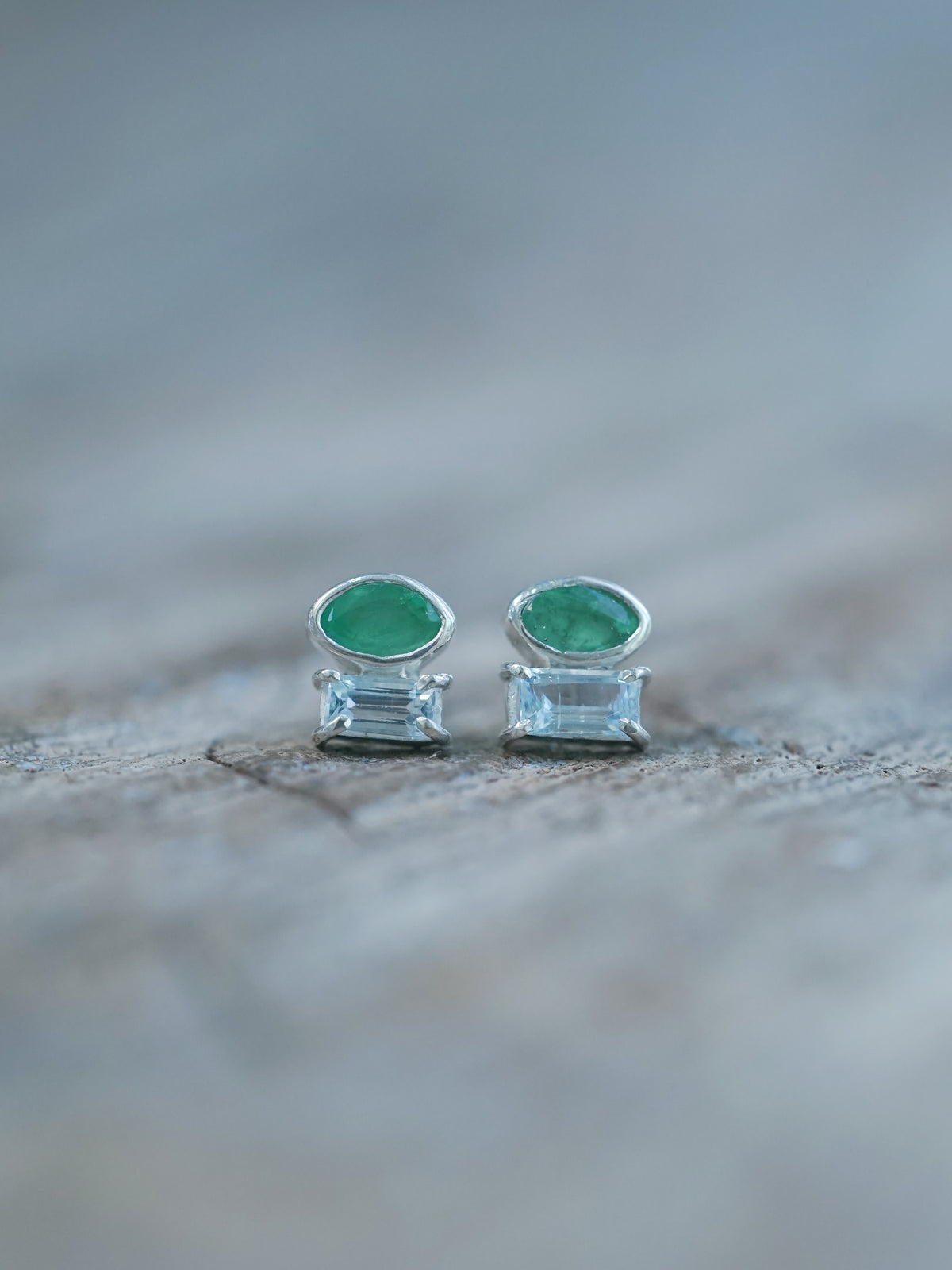 Emerald and Aquamarine Earrings - Gardens of the Sun | Ethical Jewelry