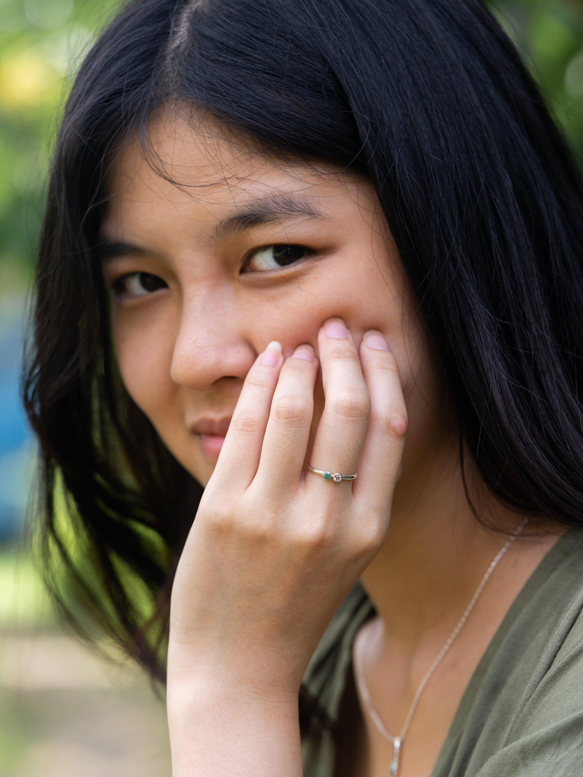 Emerald and Moonstone Ring - Gardens of the Sun | Ethical Jewelry