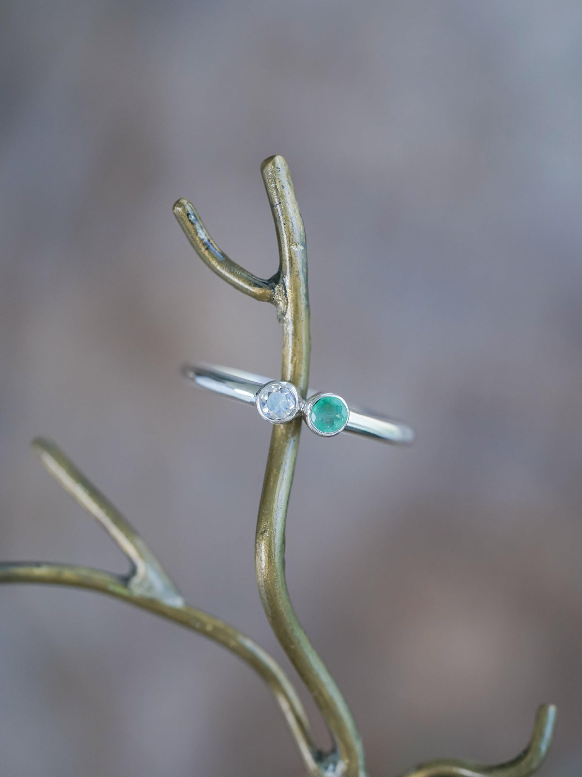 Emerald and Moonstone Ring - Gardens of the Sun | Ethical Jewelry