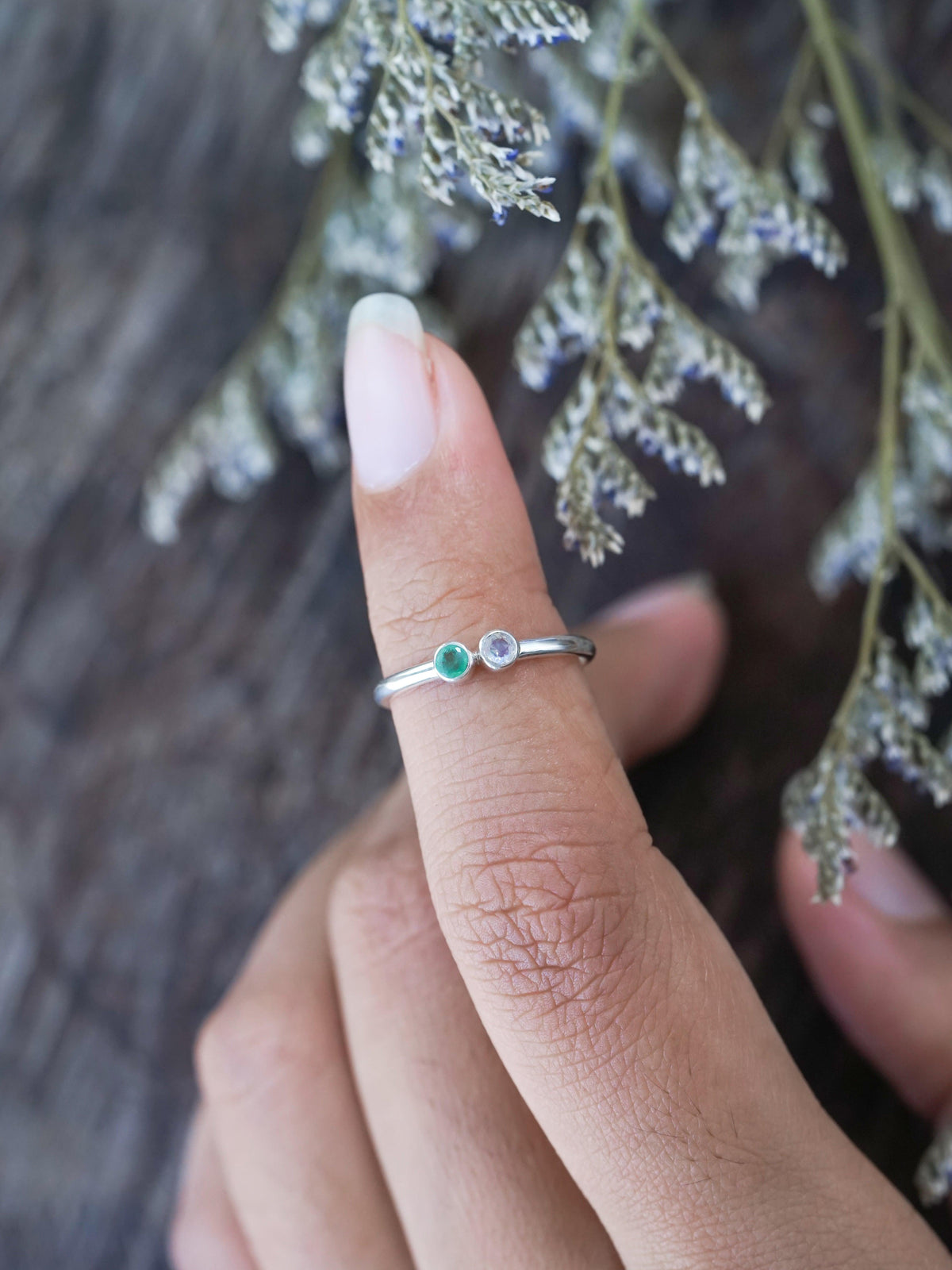 Emerald and Moonstone Ring - Gardens of the Sun | Ethical Jewelry