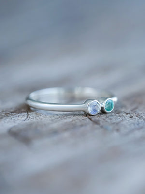 Emerald and Moonstone Ring