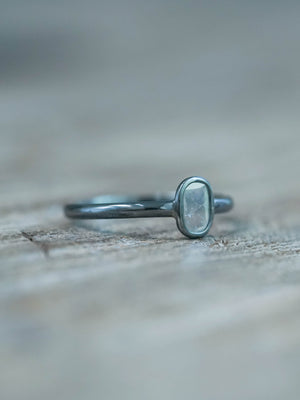 Ethical Diamond Slice Ring in Oxidized Recycled Sterling Silver