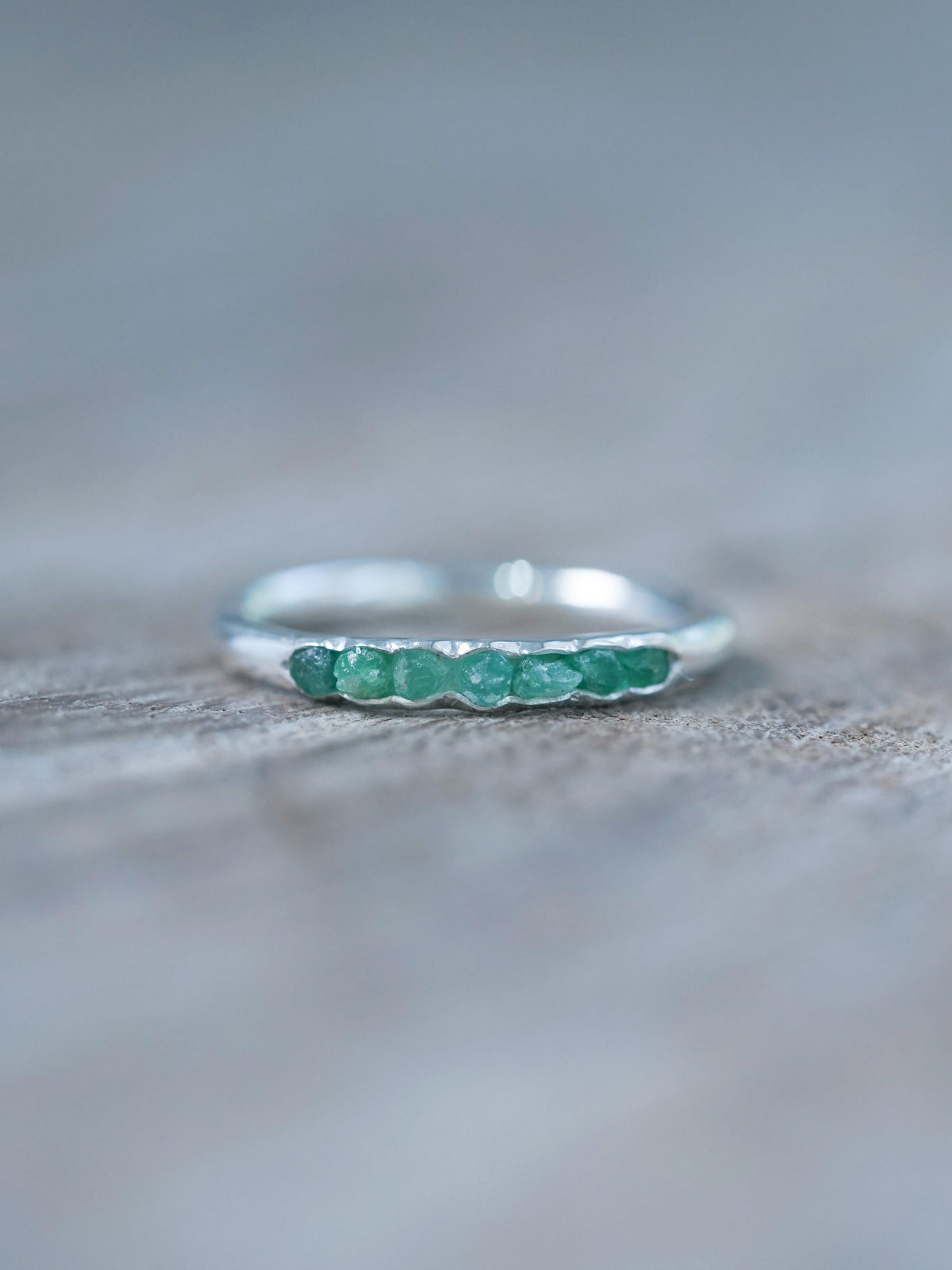 Ethical Emerald Ring with Hidden Gems in sterling silver