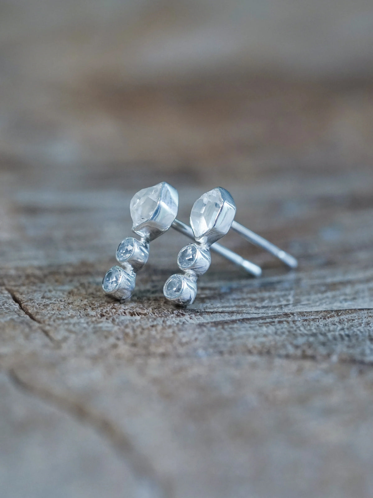 Ethical Herkimer Diamond and Zircon Earrings