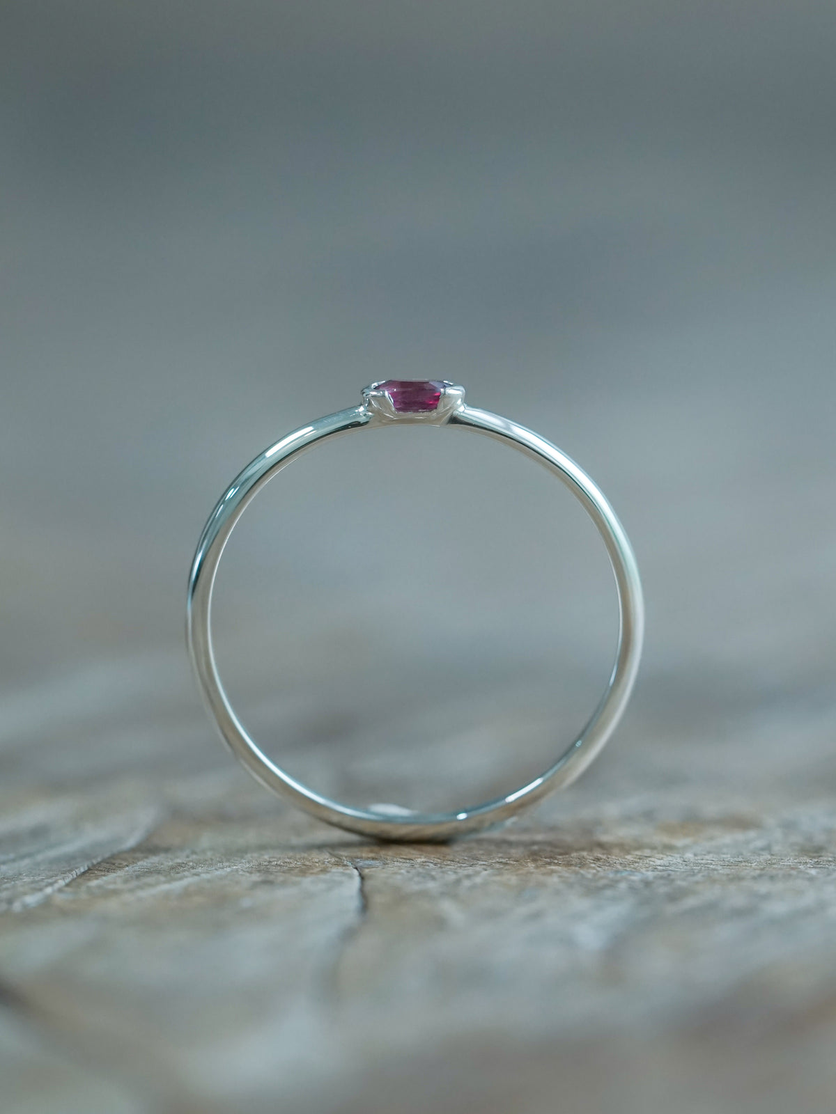 Ethical Oval Ruby Ring in recycled sterling silver