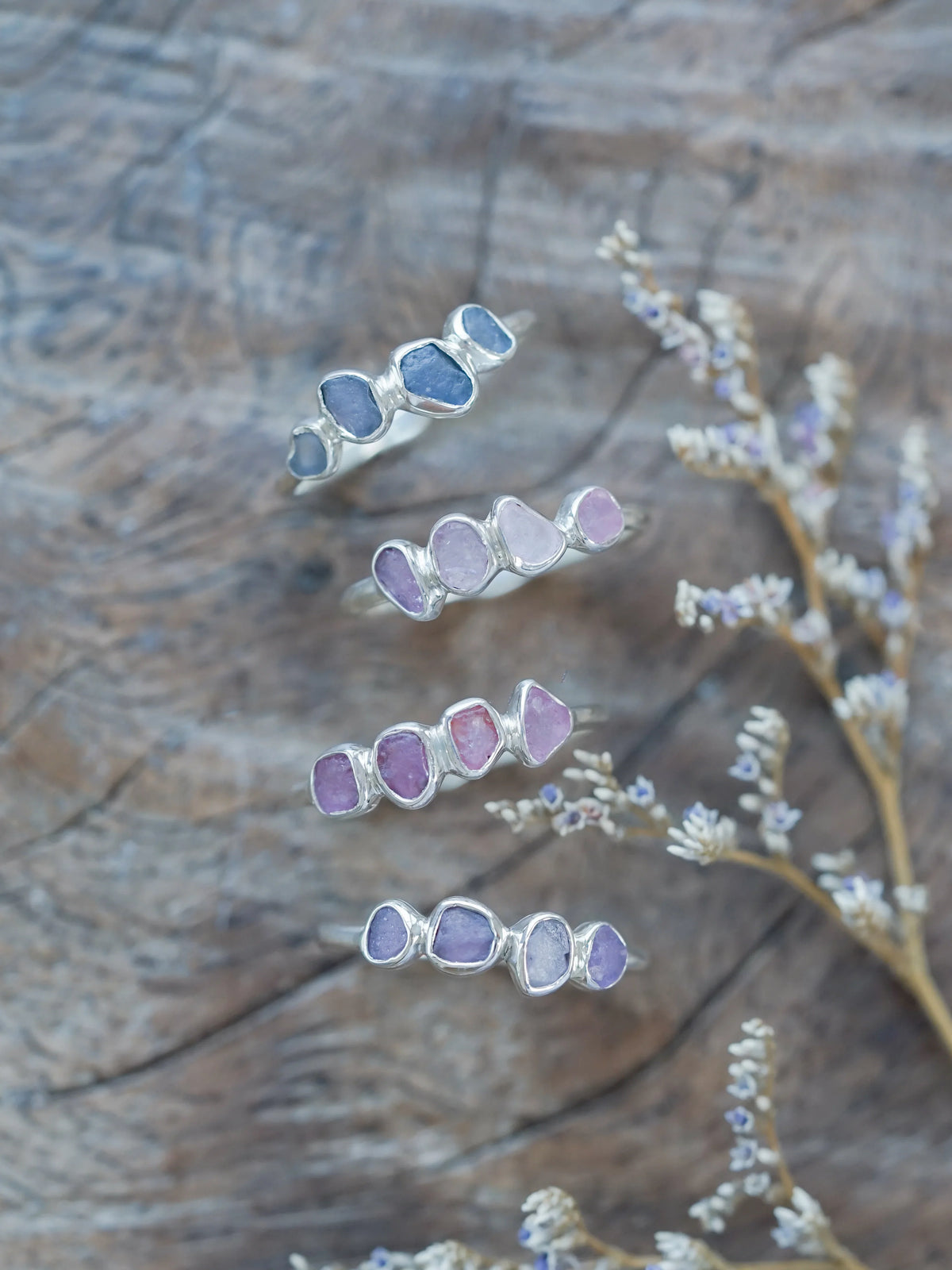 Ethical and Organic Four Stone Sapphire Rings