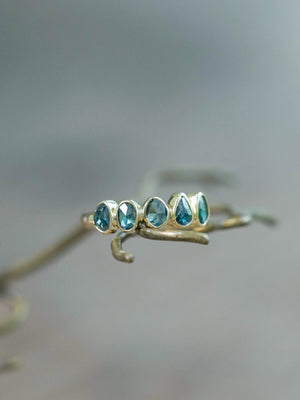 Rose Cut Blue Diamond Ring in Yellow Gold