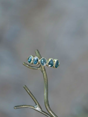 Rose Cut Blue Diamond Ring in Yellow Gold