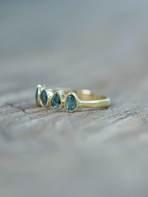 Rose Cut Blue Diamond Ring in Yellow Gold