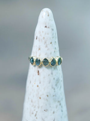 Rose Cut Blue Diamond Ring in Yellow Gold