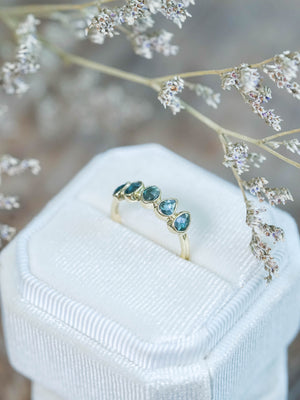 Rose Cut Blue Diamond Ring in Yellow Gold