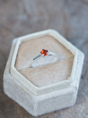 Flower Garnet Ring - size 6