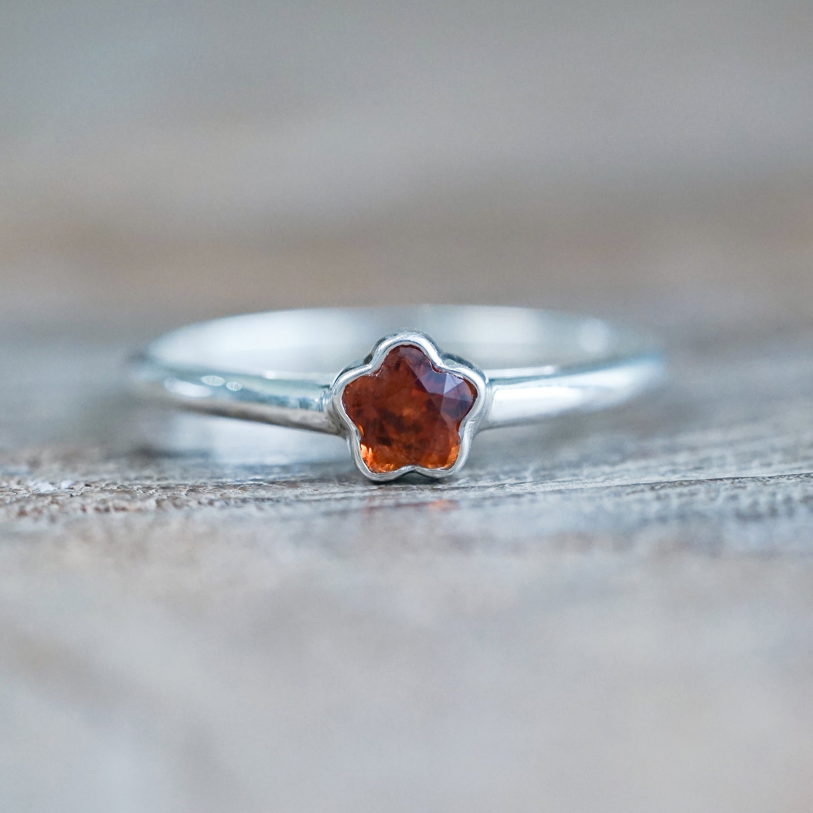 Flower Garnet Ring - size 6