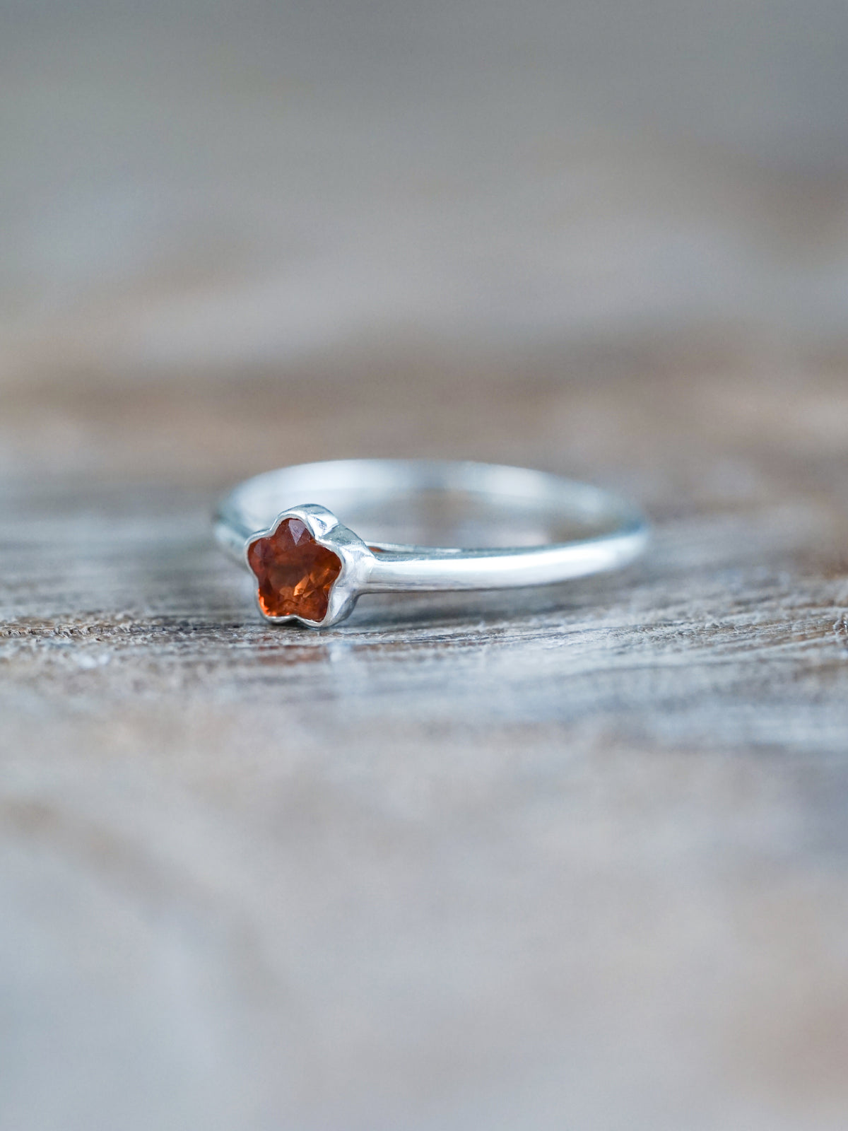 Flower Garnet Ring - size 6
