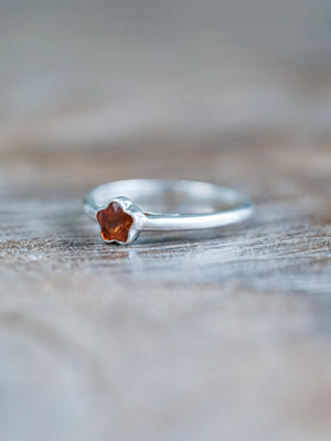 Flower Garnet Ring - size 6